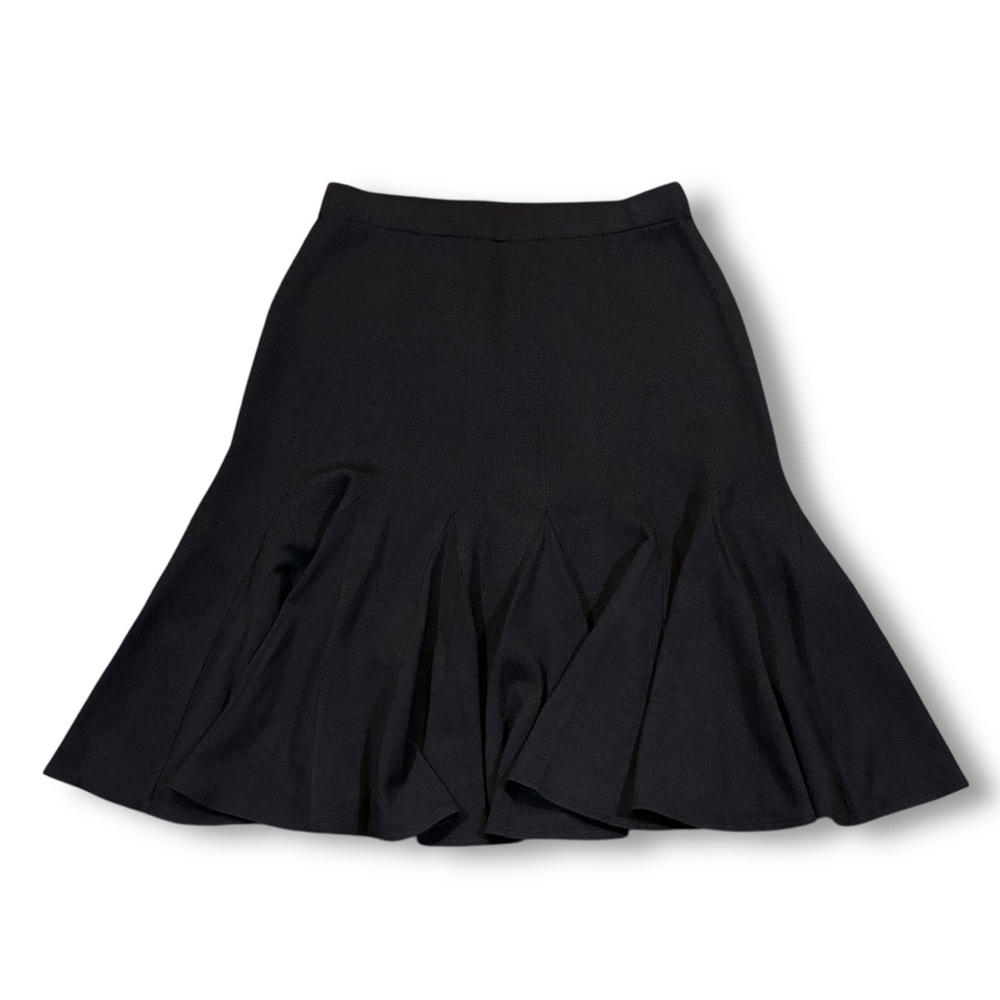 St. John Evening Black Santana Knit Ruffled Skirt Size 8